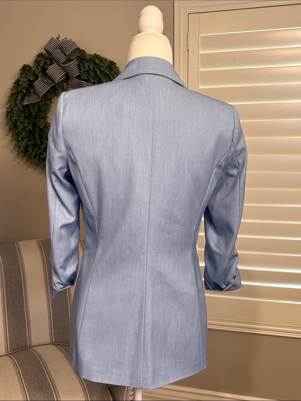 NWOT!! Calvin Klein Light Blue Tailored Open-Front Blazer - Picture 3 of 5